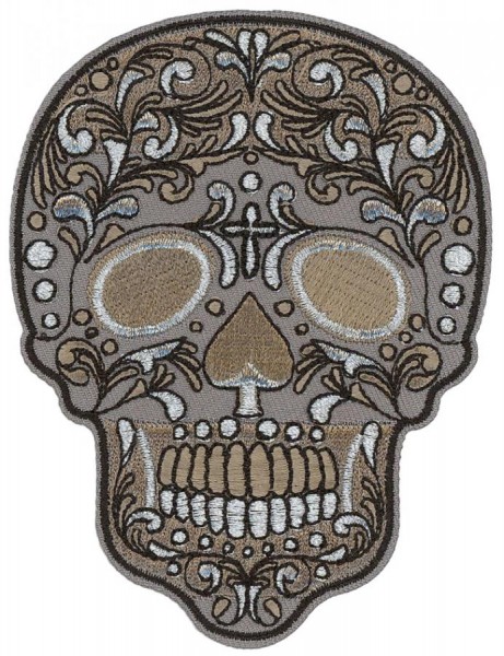 KWM Applikation ´Totenkopf mit Blumen´