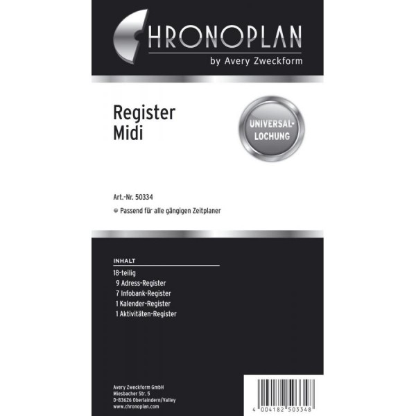 CHRONOPLAN Register, Midi, 18-teilig