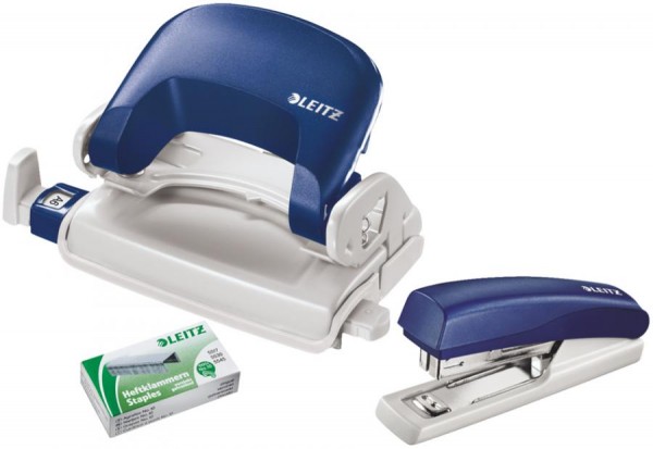 LEITZ Heftgerät- & Locher-Set, blau