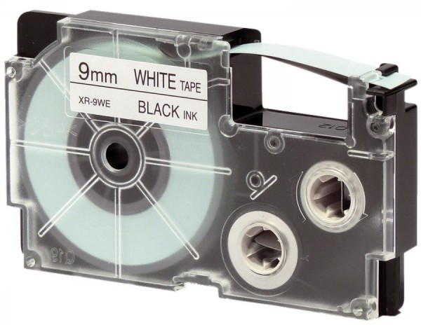 CASIO XR Schriftbandkassette, schwarz auf weiß, 9 mm / 8 m