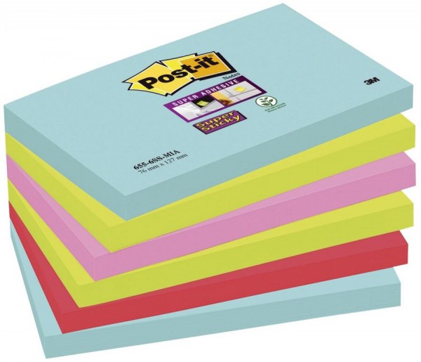 Post-it Haftnotizen Super Sticky Notes, 127 x 76 mm, Miami