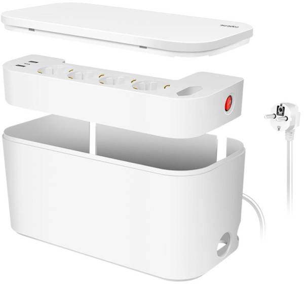 LogiLink Kabelbox mit Steckdosenleiste, 5-fach, schwarz