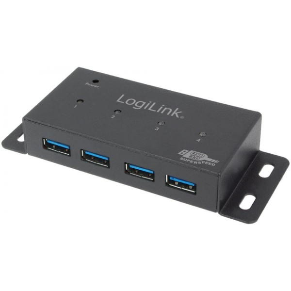 LogiLink USB 3.0 Hub für Wandmontage, 4 Port, Metallgehäuse