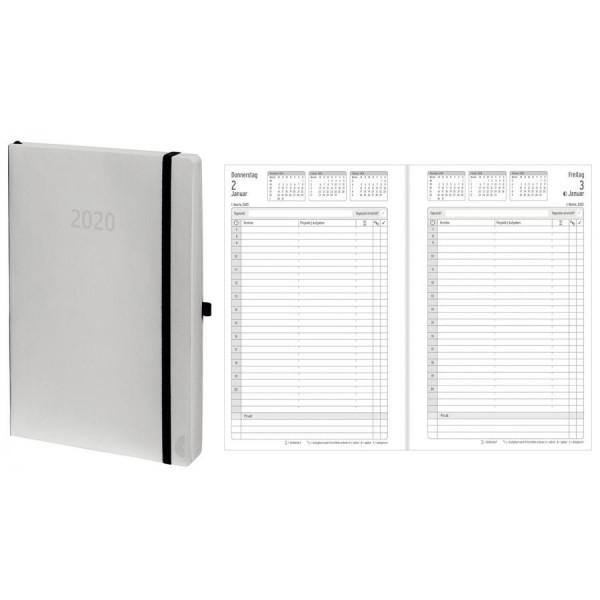 CHRONOPLAN Buchkalender Chronobook 2020, A5, weiß