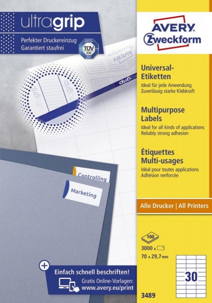 AVERY Zweckform Universal-Etiketten, 70 x 29,7 mm, weiß