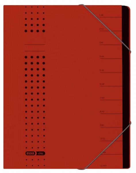ELBA chic-Ordnungsmappe, A4 rot, Fächer 1-12, Karton
