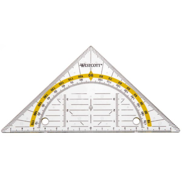 WESTCOTT Geodreieck zum Abheften, Hypotenuse: 140 mm
