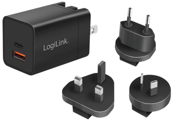 LogiLink USB-Reiseadapter, USB-A & USB-C, GaN-Technolgie