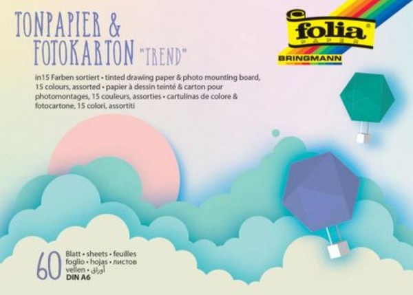 folia Tonpapier- und Fotokarton-Block TREND, A6, 60 Blatt