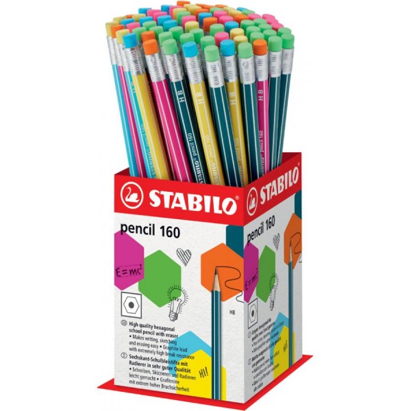STABILO Bleistift Pencil 160 mit Radierer, 72er Display