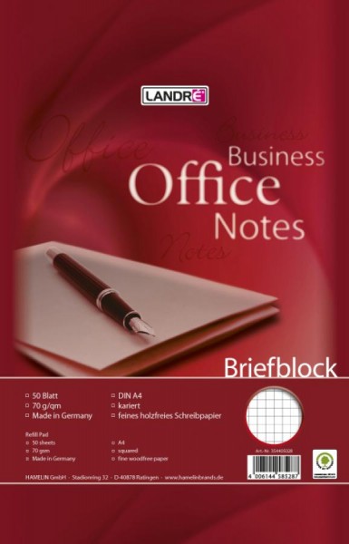 LANDRÉ Briefblock ´Business Office Notes´, DIN A4, kariert