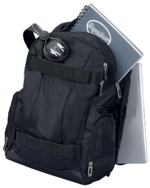 LiGHTPAK Schulrucksack ´HAWK´, mit Notebookfach, schwarz