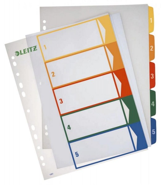 LEITZ Kunststoff-Register, Zahlen, A4 Überbreite, 1-5, PC-