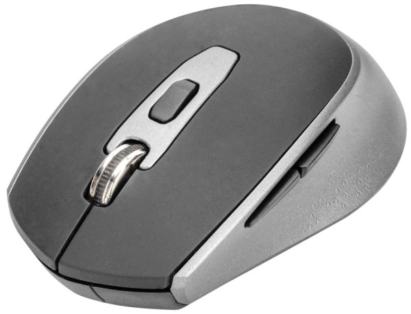 DIGITUS Optische Maus, kabellos, 6 Tasten, schwarz/grau