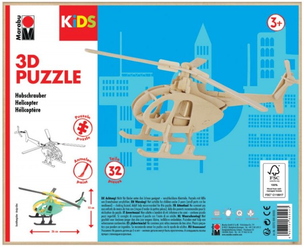Marabu KiDS 3D Puzzle ´Hubschrauber´, 32 Teile