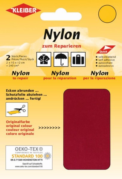 KLEIBER Nylon-Flicken, selbstklebend, dunkelrot