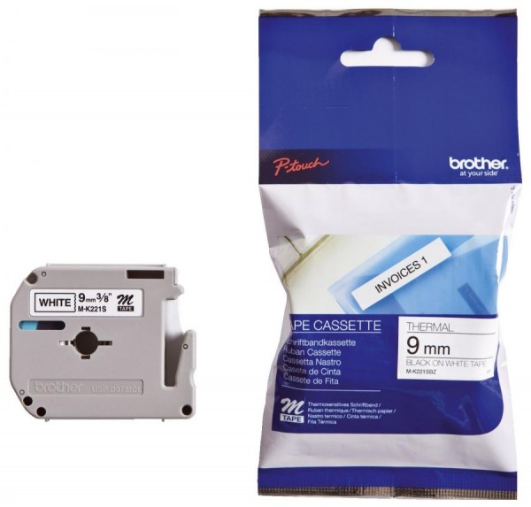 brother M-Tape M-K221S Schriftbandkassette, Bandbreite: 9 mm
