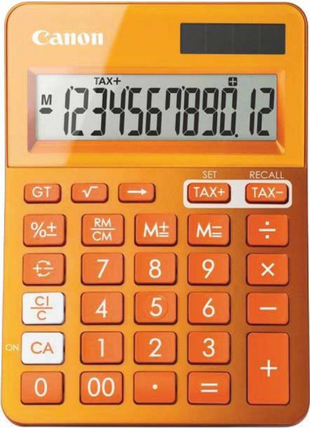 Canon Tischrechner LS-123K-MOR, Solar-/ Batteriebetrieb Farbe: orange