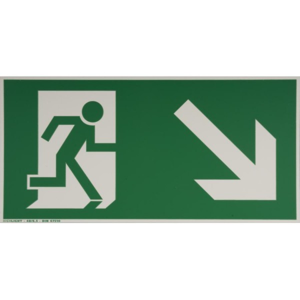 smartboxpro Hinweisschild ´Rettungsweg rechts´, abwärts, SK