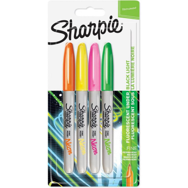 Sharpie Permanent-Marker FINE Neon, 4er Blister