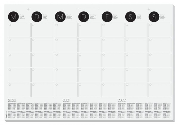sigel Papier-Schreibunterlage / Wandkalender, schwarz-weiß