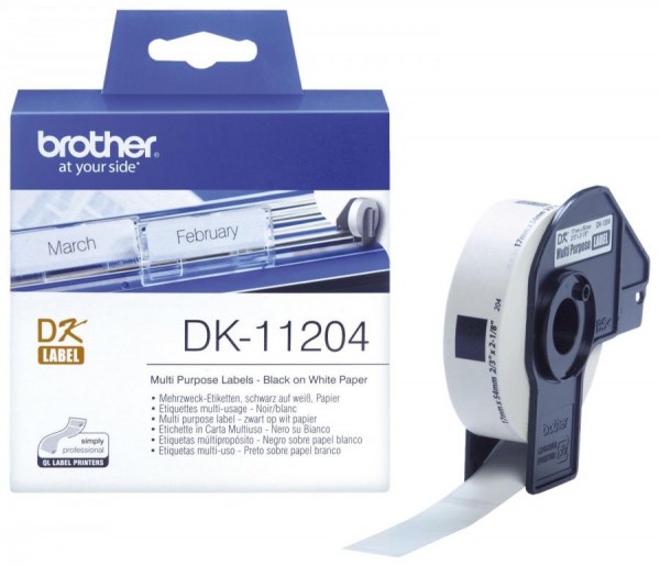 brother DK-11204 Vielzweck-Etiketten, 17 x 54 mm, weiß