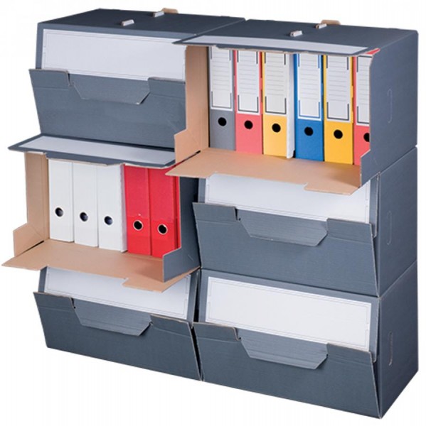 smartboxpro Archiv-Container, grau, mit Frontdeckel