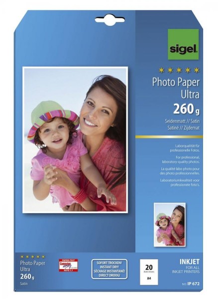 sigel Ultra-Foto-Papier, DIN A4, seidenmatt, 260 g/qm