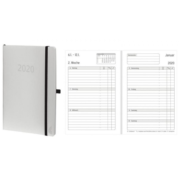 CHRONOPLAN Taschenkalender Chronobook 2020, Mini, weiß