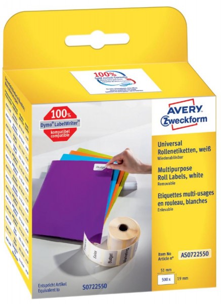 AVERY Zweckform Rollenetiketten, 19 x 51 mm, weiß