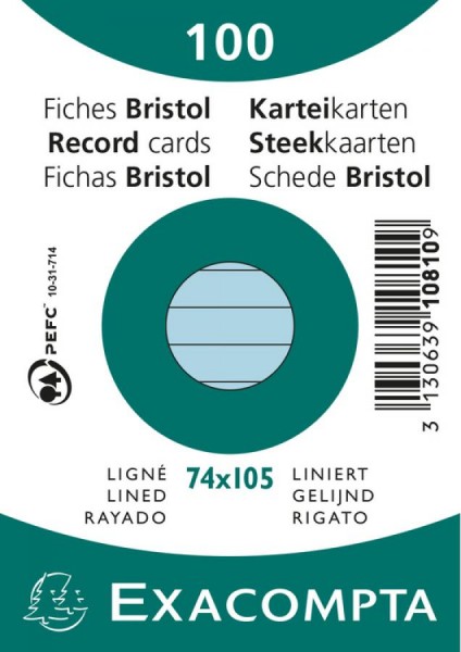 EXACOMPTA Karteikarten, DIN A7, liniert, grün