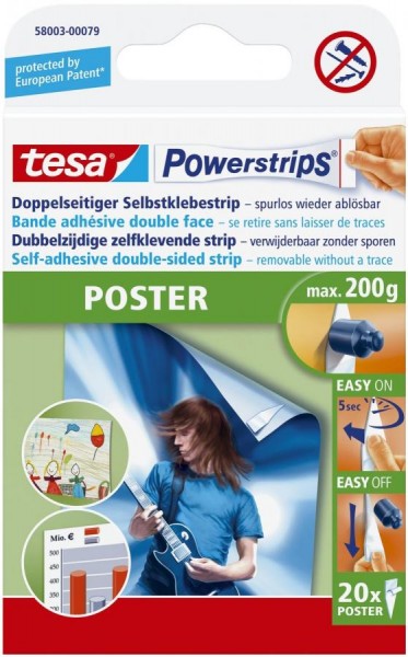 tesa Powerstrips POSTER, Haltekraft: max. 0,2 kg