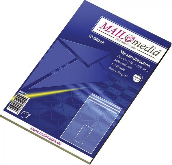 MAILmedia Versandtasche Natron braun, C5, mit Fenster