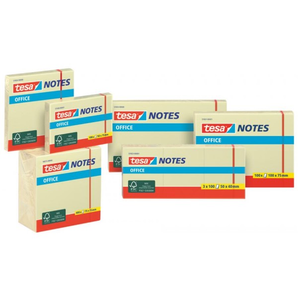 tesa Office Notes Haftnotizen, 125 x 75 mm, gelb