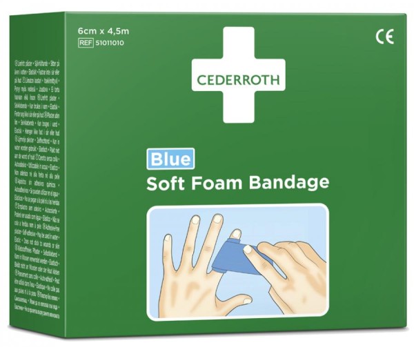 CEDERROTH Pflaster Soft Foam Bandage, selbsthaftend, blau Rolle 60 mm x 2 m