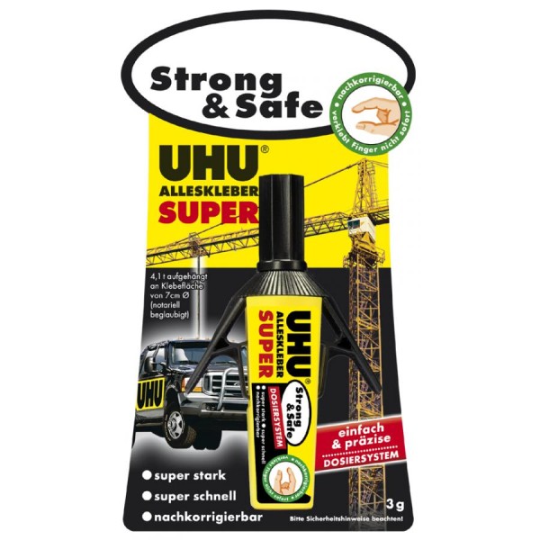 UHU Alleskleber SUPER Strong & Safe, 7 g, auf Blisterkarte