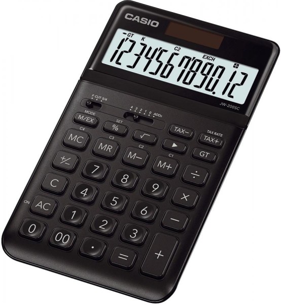 CASIO Tischrechner JW-200SC-BK , Solar-/ Batteriebetrieb