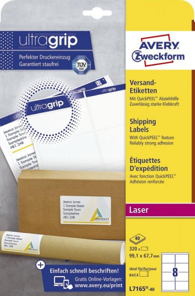 AVERY Zweckform Blickdichte Versand-Etiketten, 99,1 x 67,7mm