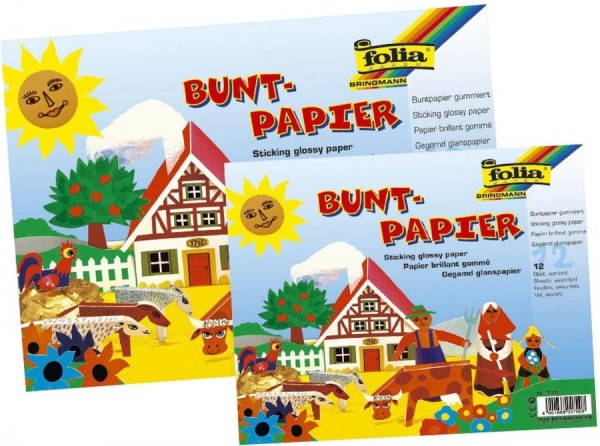 folia Glanzpapier-Bastelheft, 140 x 200 mm, 12 Blatt