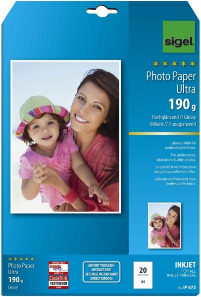 sigel Ultra-Foto-Papier, DIN A4, hochglänzend, 190 g/qm