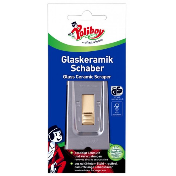 Poliboy Glaskeramik Schaber für Glas- und Kochfeld, Stahl