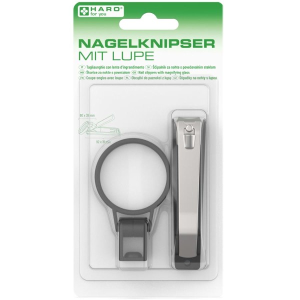 HARO Nagelknipser mit Lupe & Feile, auf Blisterkarte