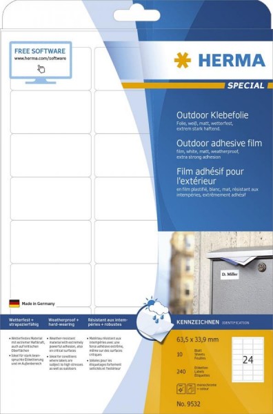 HERMA Outdoor Folien-Etiketten SPECIAL, 63,5 x 33,9 mm