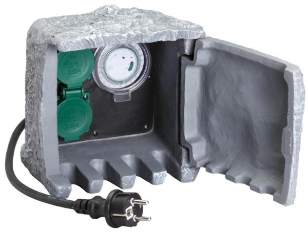 uniTEC Garten-Steckdosenverteiler ´Steinoptik´, 2-fach