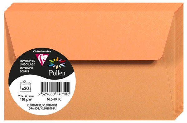 Pollen by Clairefontaine Briefumschlag 90x140 mm, clementine