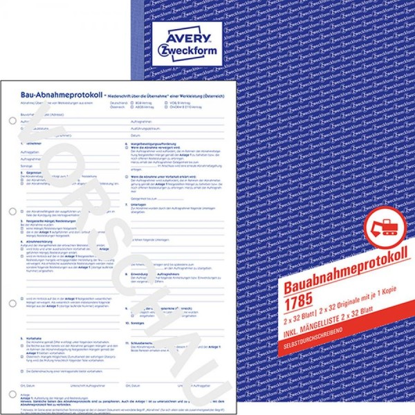 AVERY Zweckform Formularbuch ´Bauabnahmeprotokoll´, DIN A4