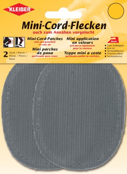 KLEIBER Mini-Cord-Flecken, 110 x 85 mm, hellgrau