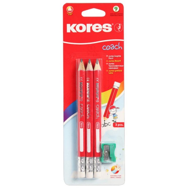 Kores Bleistift COACH, dreieckig, Härtegrad: 2 HB, 3er Pack