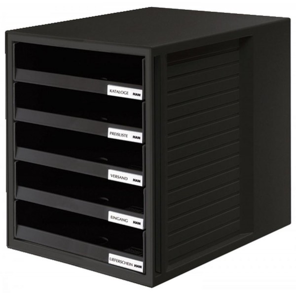 HAN Schubladenbox, 5 offene Schübe, Gehäuse: schwarz