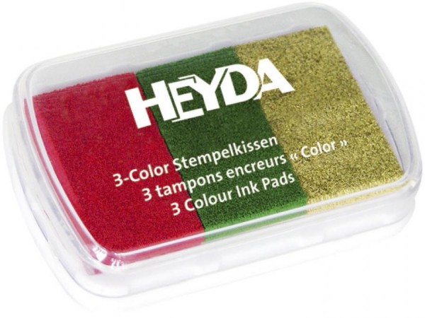 HEYDA Stempelkissen 3-Color, rot/dunkelgrün/gold